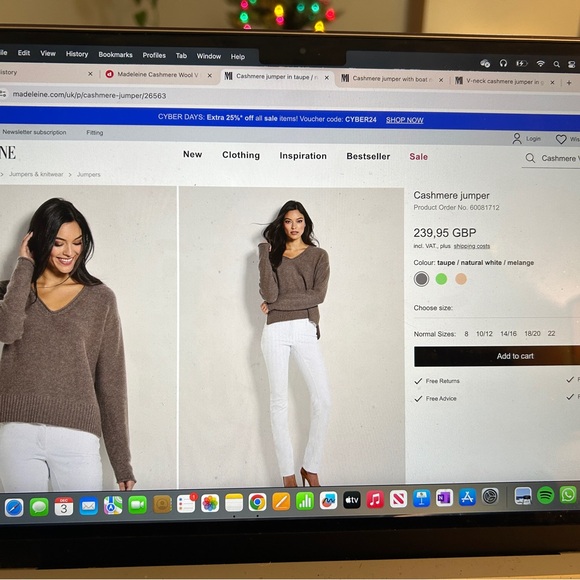 Madeleine Cashmere Wool V Neck Grey Jumper Size 18/20 GB - Picture 4 of 7